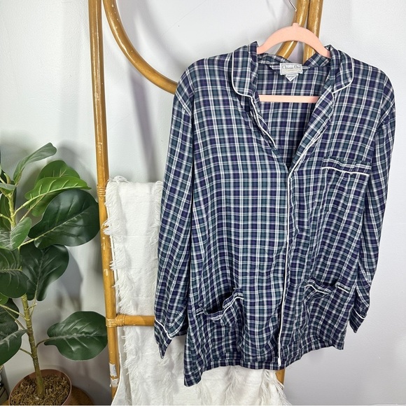 Dior Other - Vintage Christian Dior Blue Plaid Button Down Pajama Top sz M